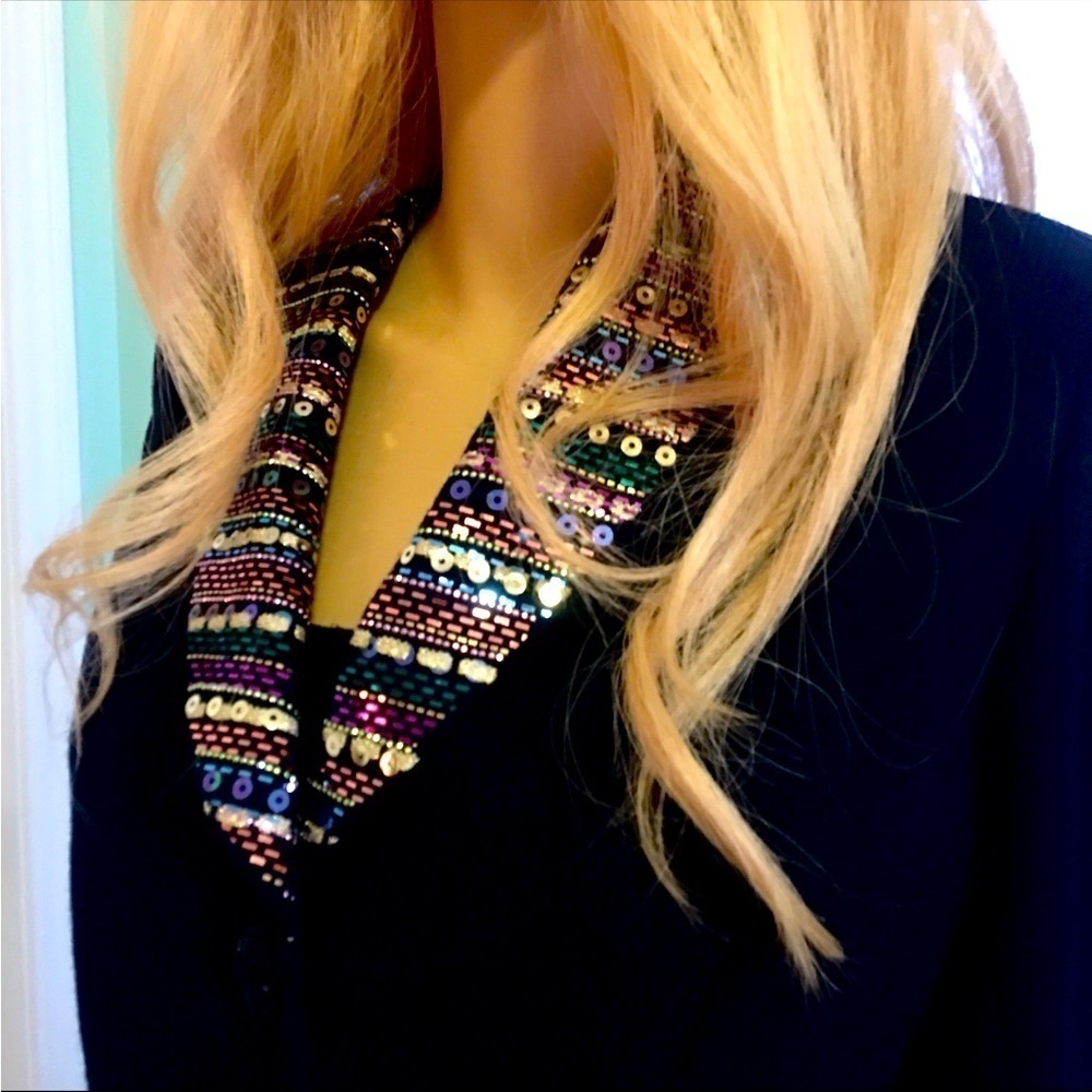 ST. JOHN PAILLETTES BLACK JACKET EXCELLENT CONDITION SIZE 6 WITH MATCHING BAG